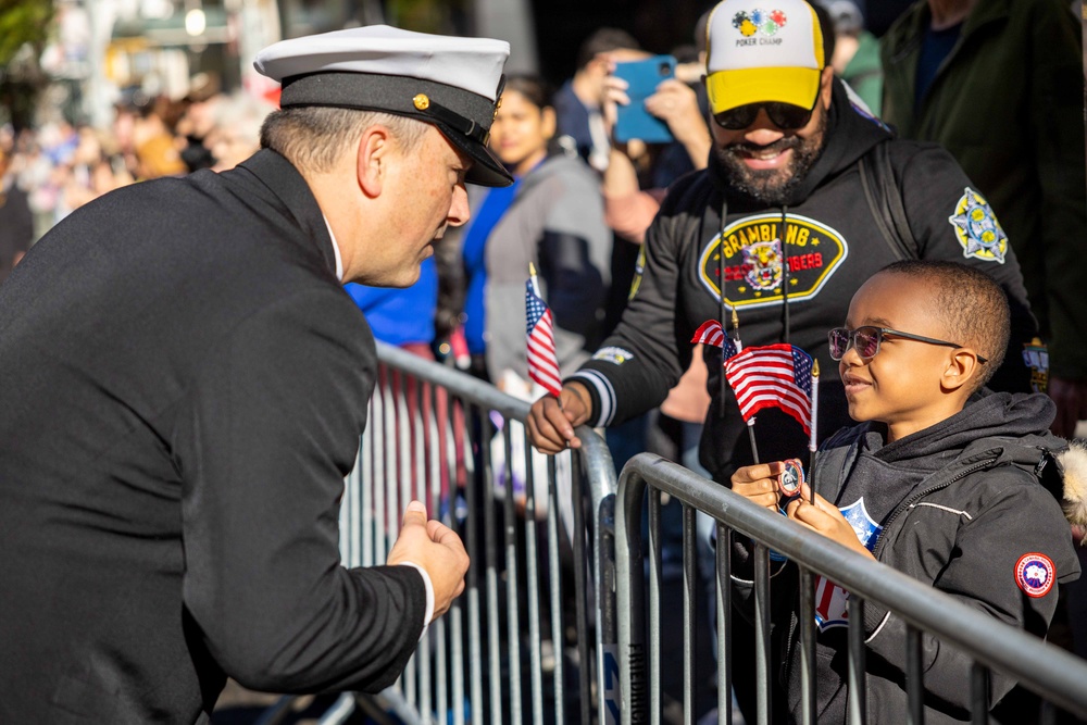 Sailors from USS John Basilone participate in New York City Veterans Day Parade