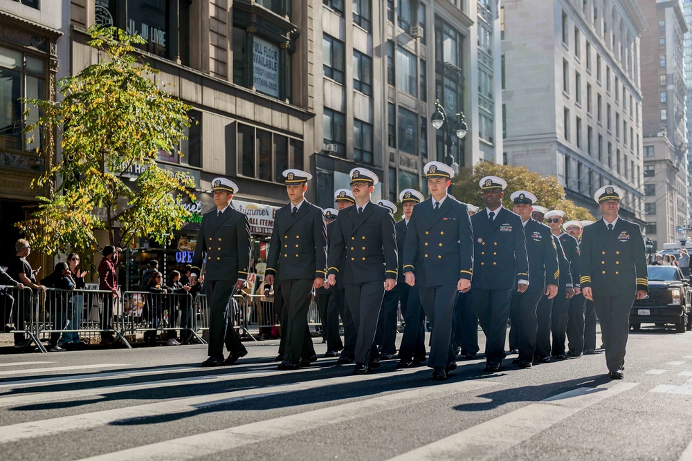 Sailors from USS John Basilone participate in New York City Veterans Day Parade