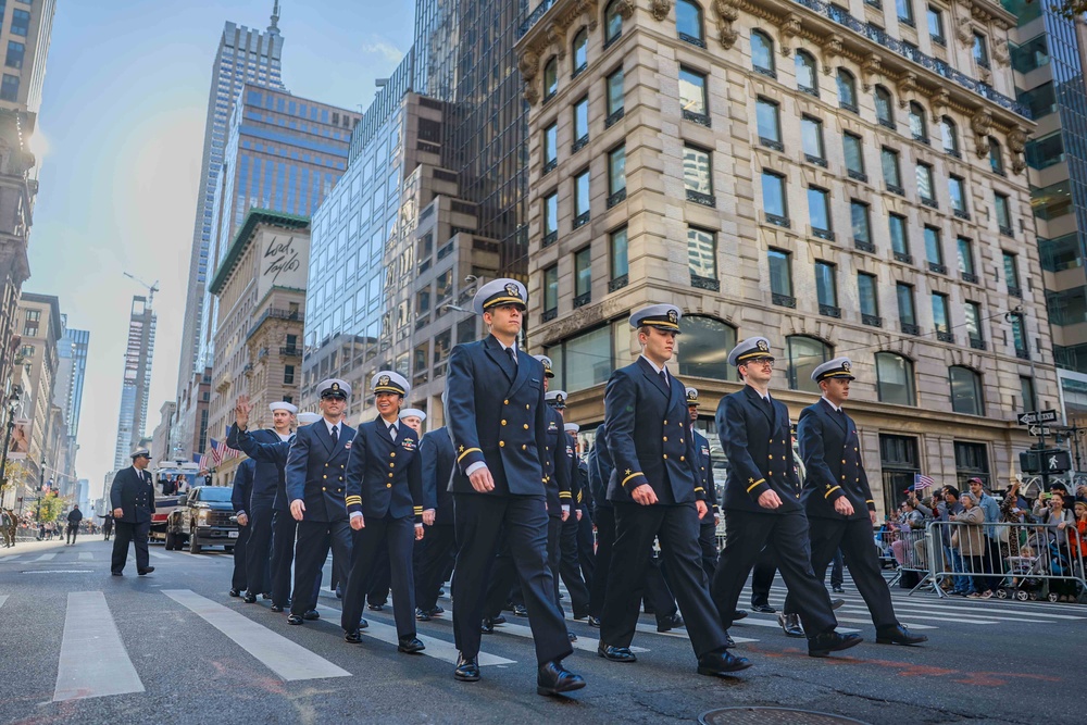 Sailors from USS John Basilone participate in New York City Veterans Day Parade