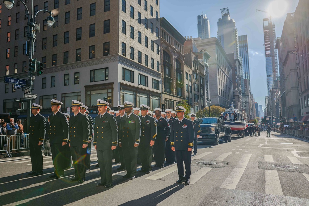 Sailors from USS John Basilone participate in New York City Veterans Day Parade