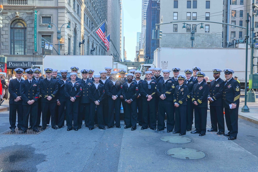 Sailors from USS John Basilone participate in New York City Veterans Day Parade