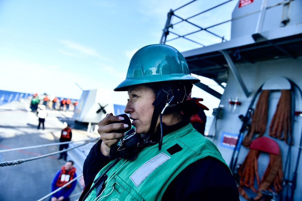 USS Winston S. Churchill Conducts Replenishment At Sea