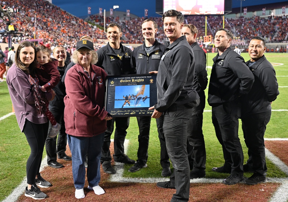 US Army Golden Knights jump into the Virginia Tech football game