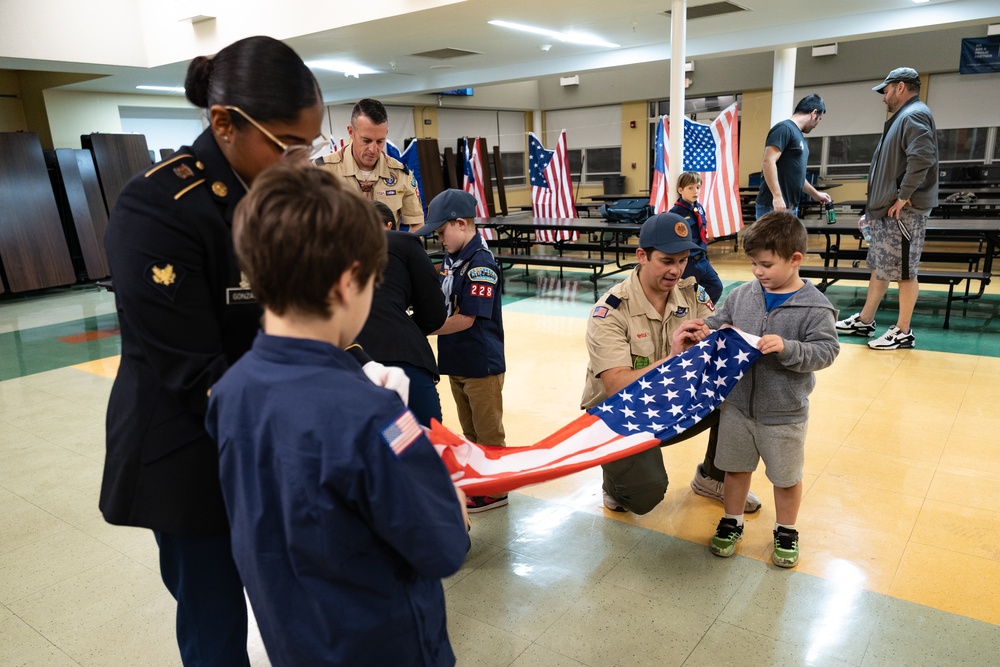 New Jersey National Guard Recruiters Teach Cub Scouts How to Fold The American Flag