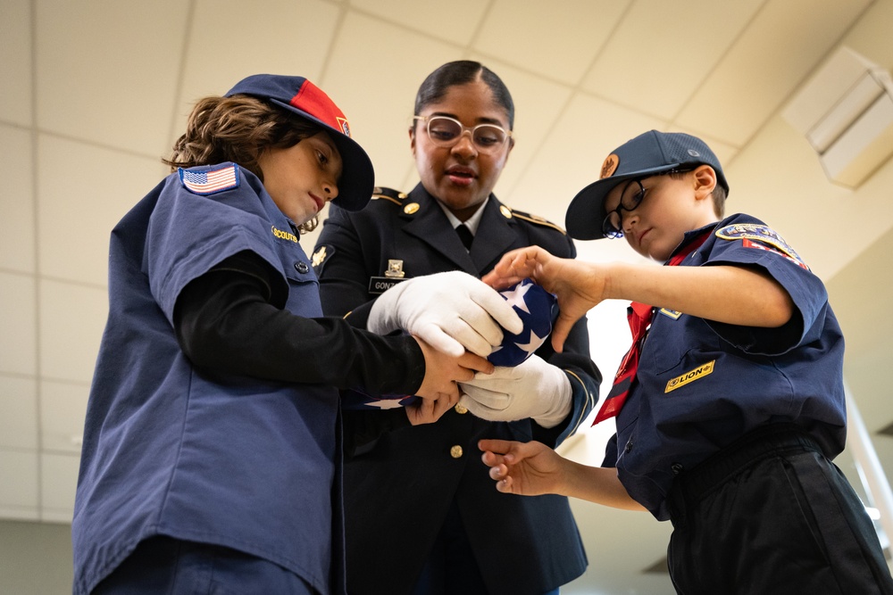 New Jersey National Guard Recruiters Teach Cub Scouts How to Fold The American Flag