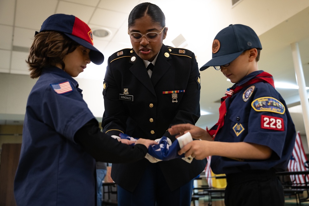 New Jersey National Guard Recruiters Teach Cub Scouts How to Fold The American Flag