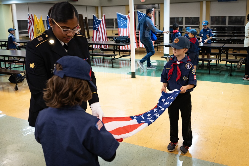 New Jersey National Guard Recruiters Teach Cub Scouts How to Fold The American Flag