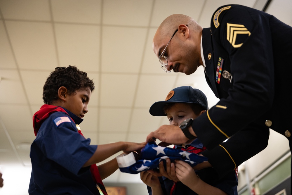 New Jersey National Guard Recruiters Teach Cub Scouts How to Fold The American Flag