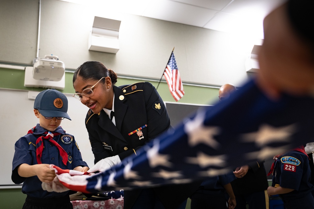 New Jersey National Guard Recruiters Teach Cub Scouts How to Fold The American Flag