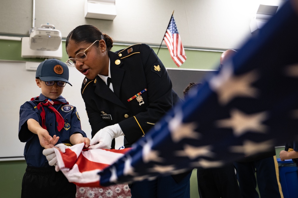 New Jersey National Guard Recruiters Teach Cub Scouts How to Fold The American Flag