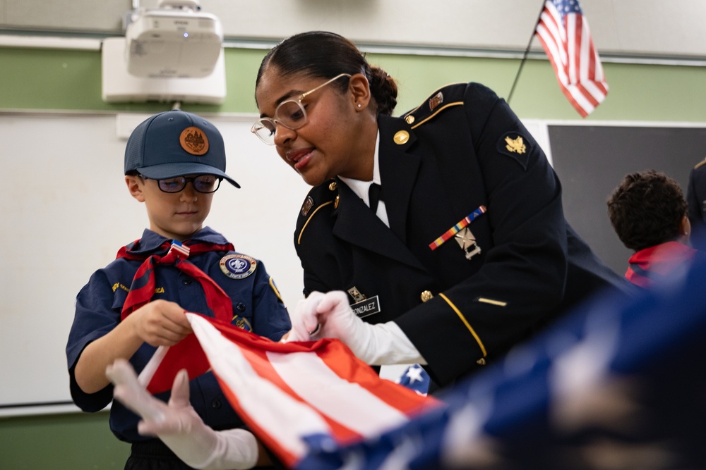 New Jersey National Guard Recruiters Teach Cub Scouts How to Fold The American Flag