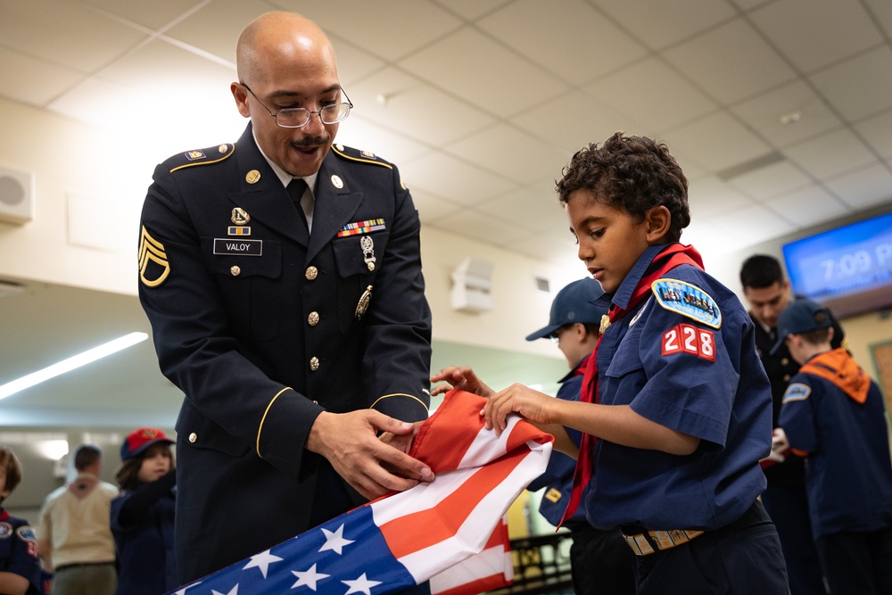 New Jersey National Guard Recruiters Teach Cub Scouts How to Fold The American Flag