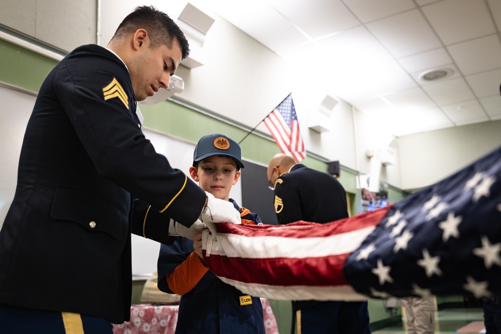 New Jersey National Guard Recruiters Teach Cub Scouts How to Fold The American Flag