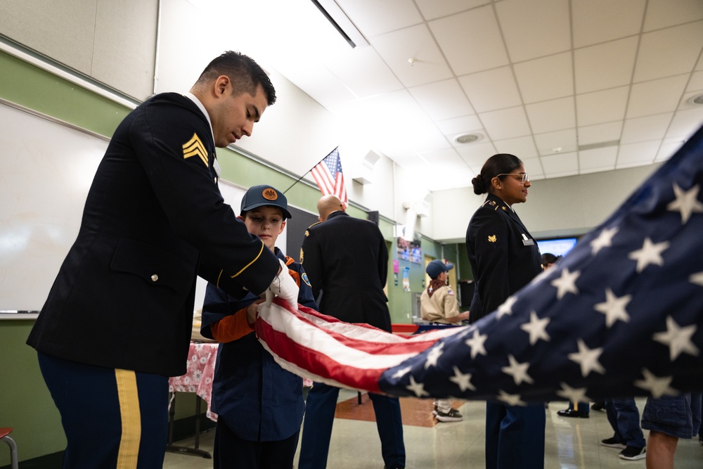 New Jersey National Guard Recruiters Teach Cub Scouts How to Fold The American Flag