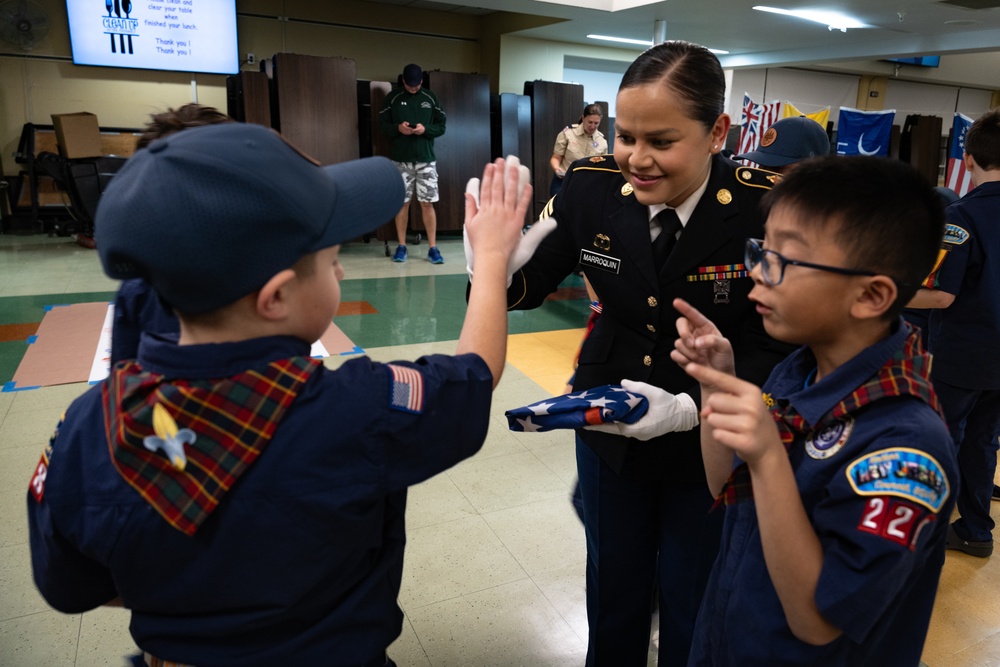 New Jersey National Guard Recruiters Teach Cub Scouts How to Fold The American Flag