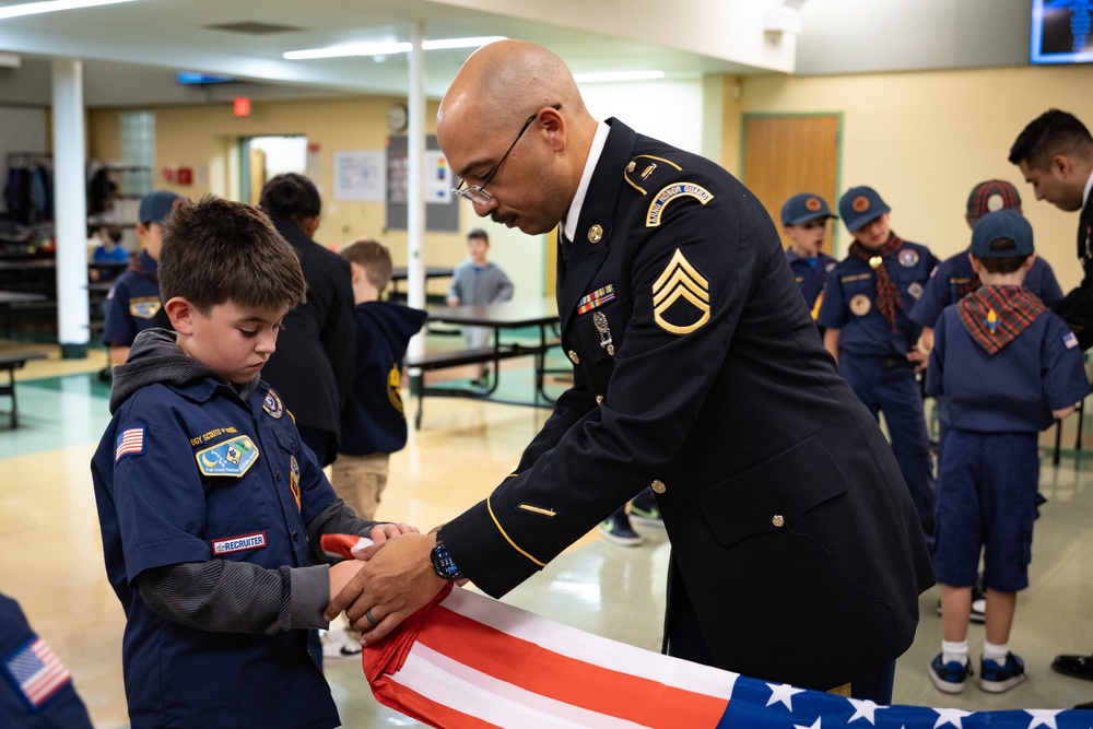 New Jersey National Guard Recruiters Teach Cub Scouts How to Fold The American Flag