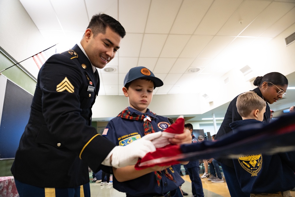 New Jersey National Guard Recruiters Teach Cub Scouts How to Fold The American Flag