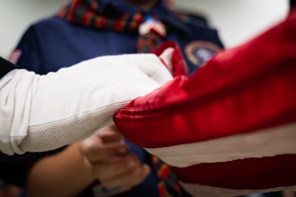 New Jersey National Guard Recruiters Teach Cub Scouts How to Fold The American Flag