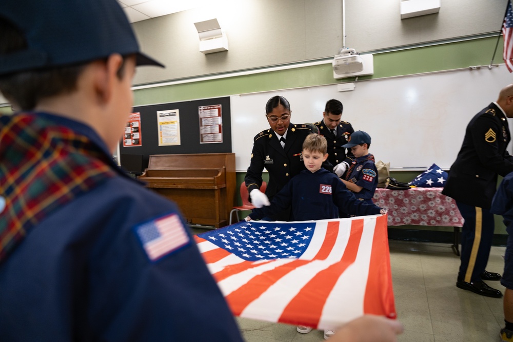 New Jersey National Guard Recruiters Teach Cub Scouts How to Fold The American Flag