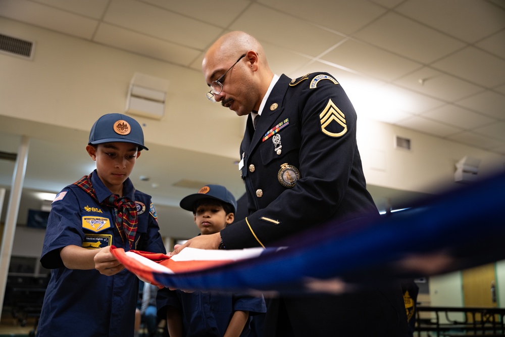 New Jersey National Guard Recruiters Teach Cub Scouts How to Fold The American Flag