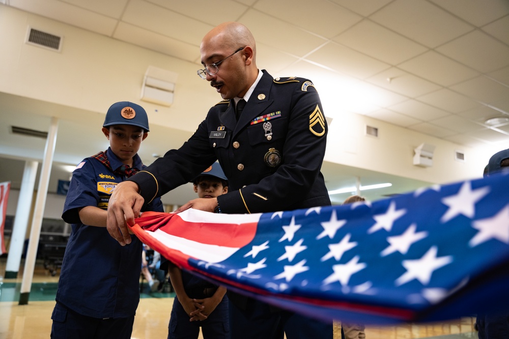 New Jersey National Guard Recruiters Teach Cub Scouts How to Fold The American Flag