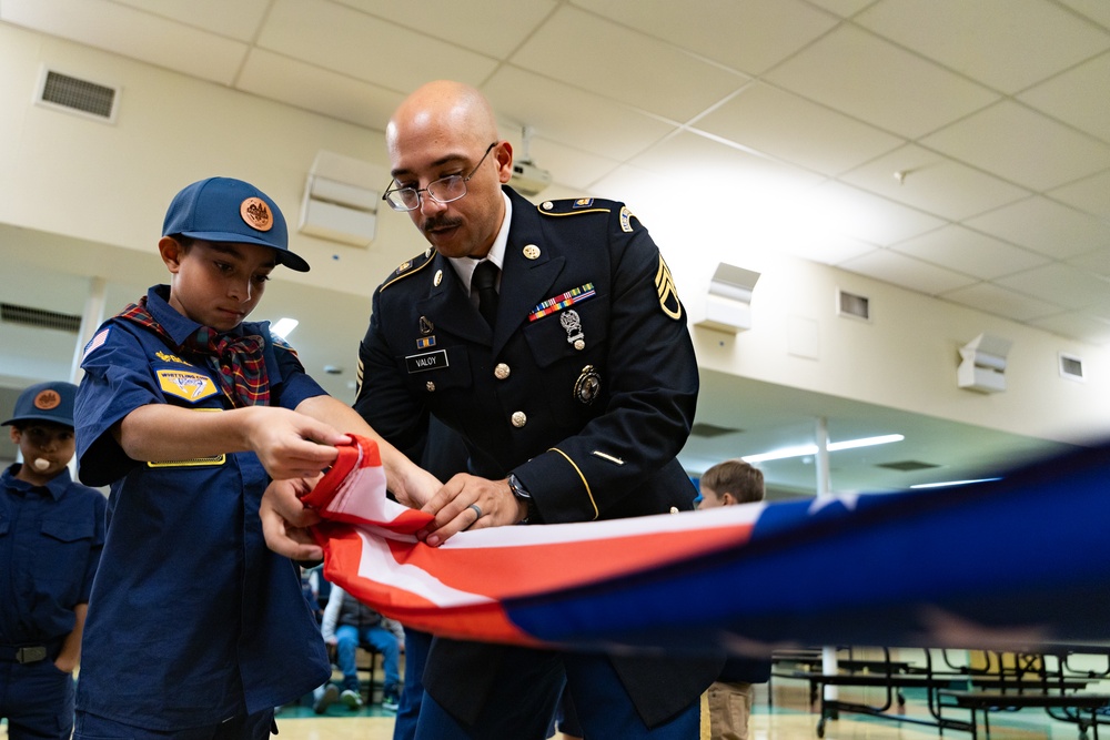 New Jersey National Guard Recruiters Teach Cub Scouts How to Fold The American Flag