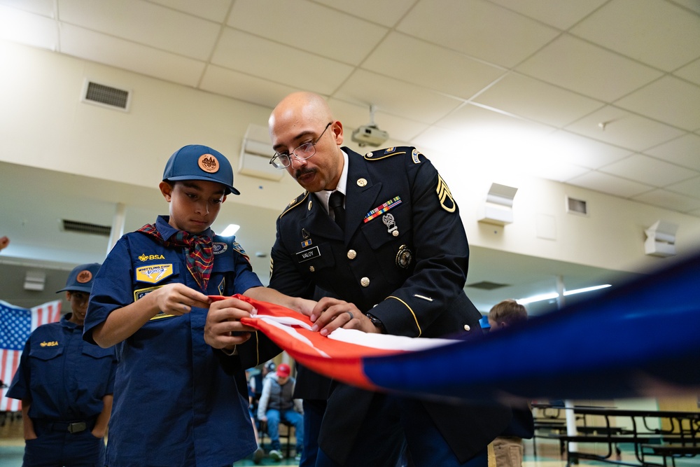 New Jersey National Guard Recruiters Teach Cub Scouts How to Fold The American Flag