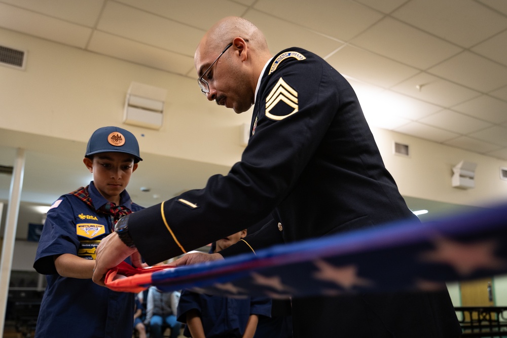 New Jersey National Guard Recruiters Teach Cub Scouts How to Fold The American Flag