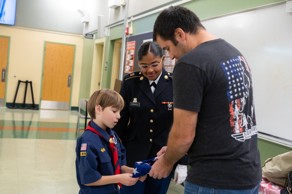 New Jersey National Guard Recruiters Teach Cub Scouts How to Fold The American Flag