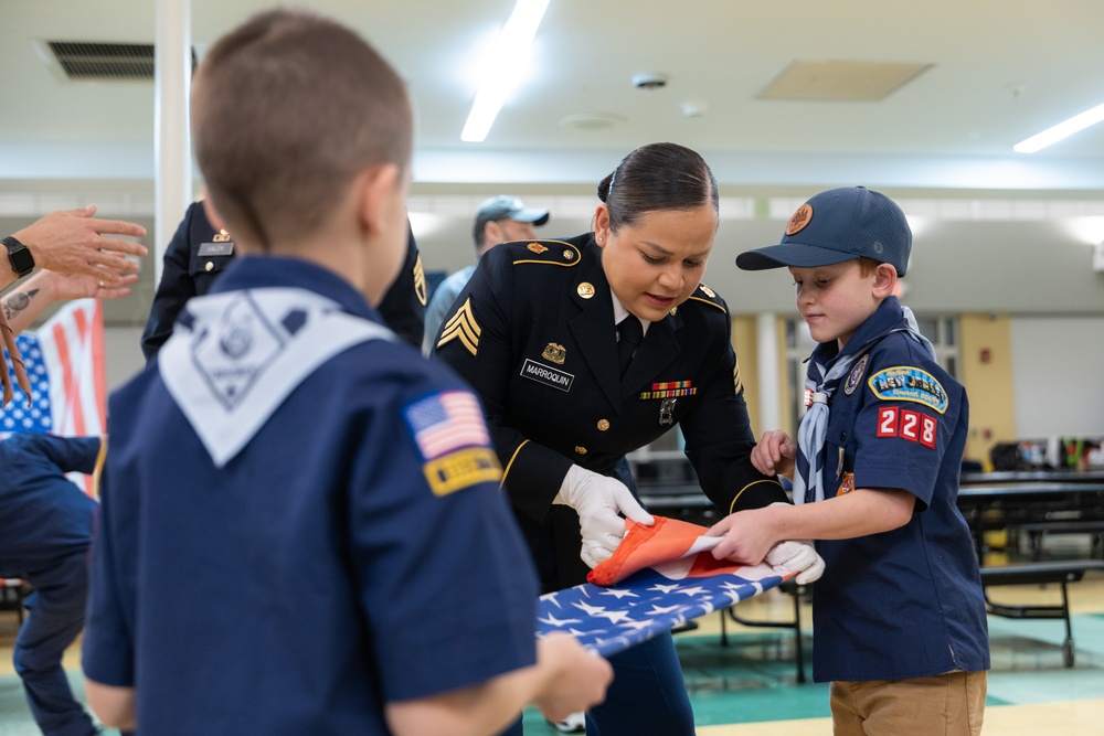 New Jersey National Guard Recruiters Teach Cub Scouts How to Fold The American Flag