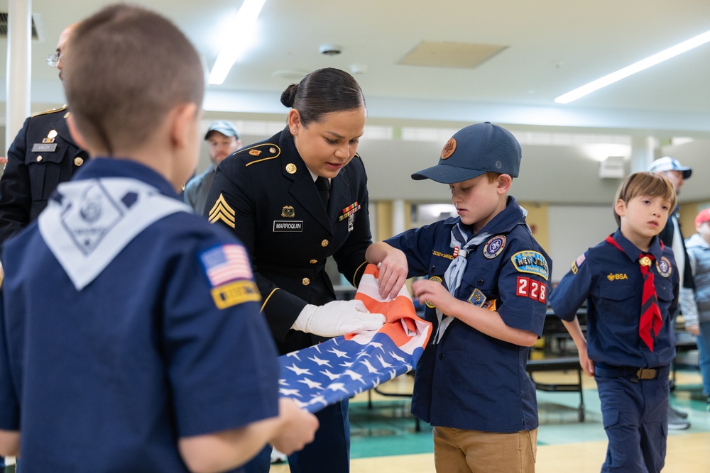 New Jersey National Guard Recruiters Teach Cub Scouts How to Fold The American Flag