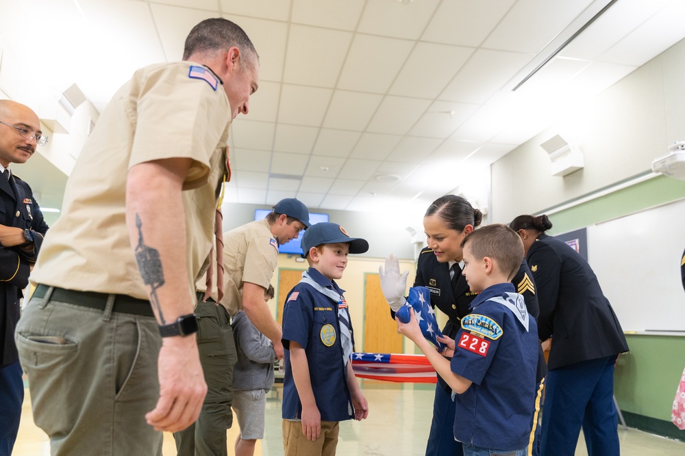 New Jersey National Guard Recruiters Teach Cub Scouts How to Fold The American Flag