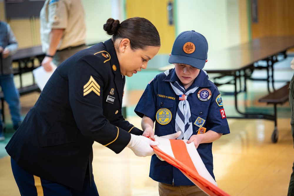 New Jersey National Guard Recruiters Teach Cub Scouts How to Fold The American Flag