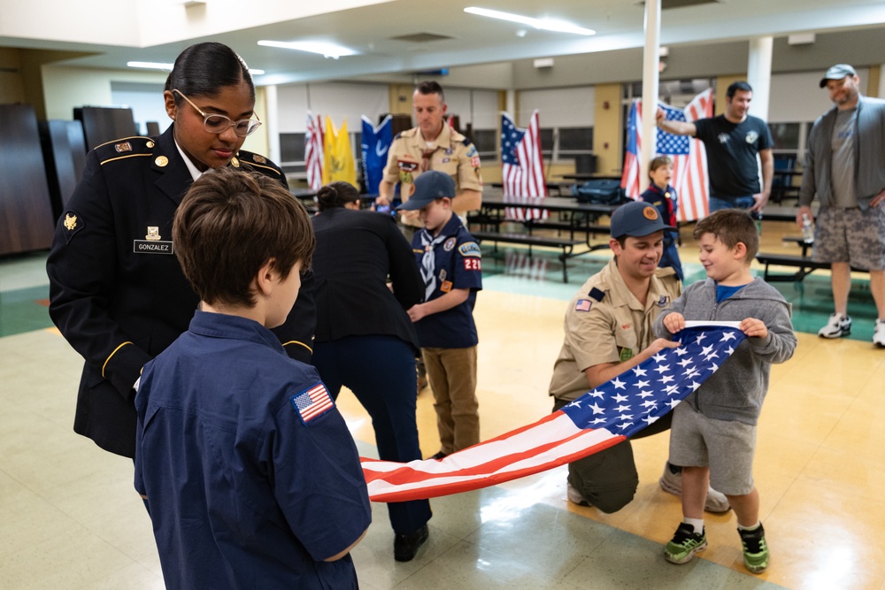 New Jersey National Guard Recruiters Teach Cub Scouts How to Fold The American Flag