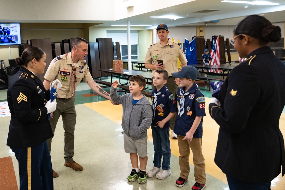 New Jersey National Guard Recruiters Teach Cub Scouts How to Fold The American Flag