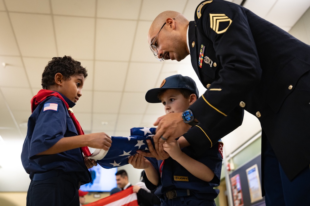 New Jersey National Guard Recruiters Teach Cub Scouts How to Fold The American Flag