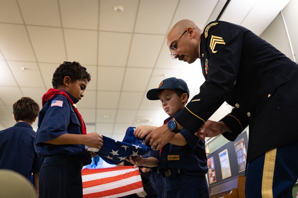 New Jersey National Guard Recruiters Teach Cub Scouts How to Fold The American Flag