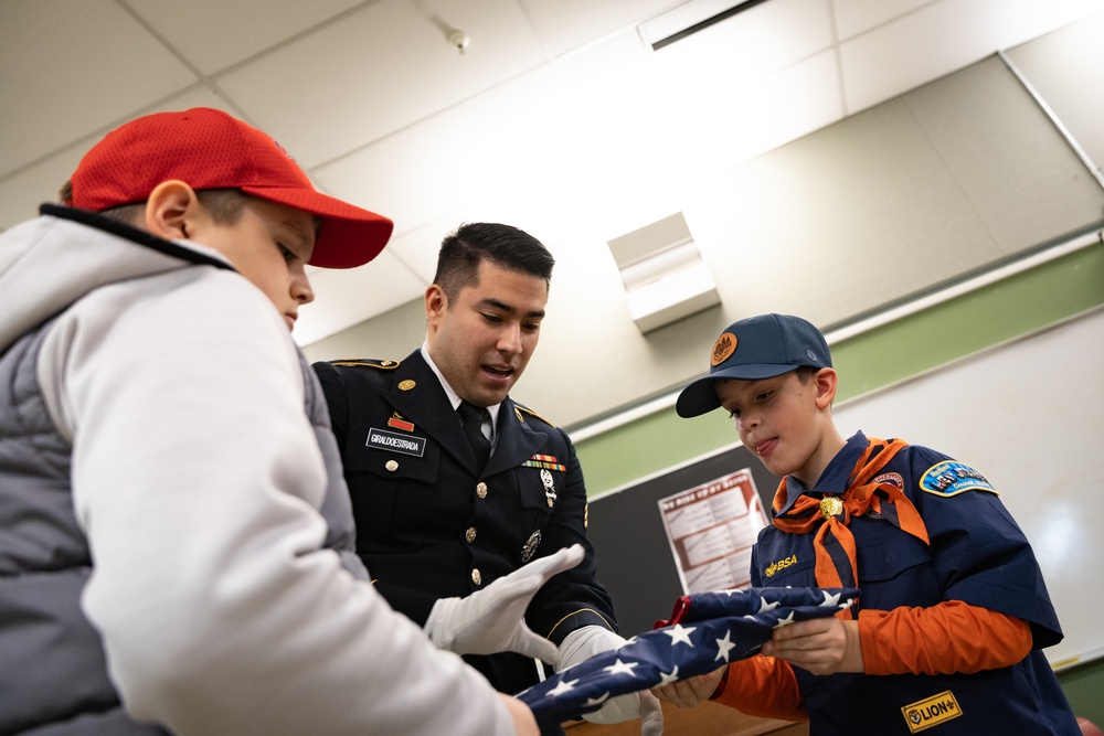 New Jersey National Guard Recruiters Teach Cub Scouts How to Fold The American Flag