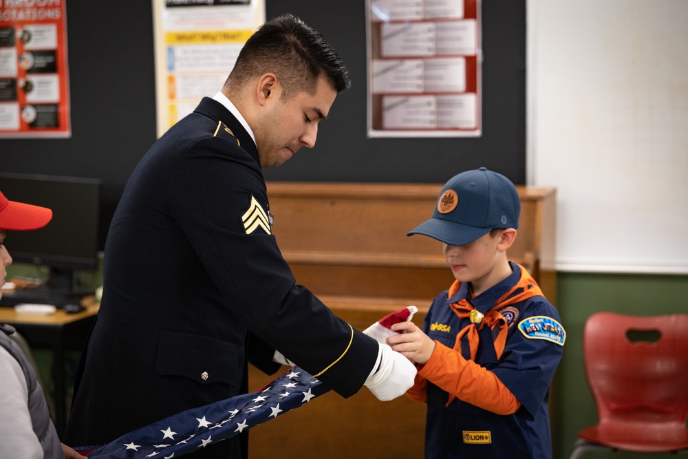 New Jersey National Guard Recruiters Teach Cub Scouts How to Fold The American Flag