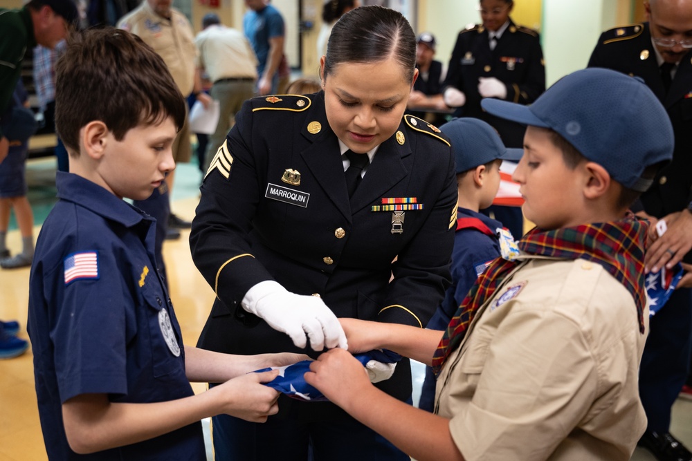 New Jersey National Guard Recruiters Teach Cub Scouts How to Fold The American Flag