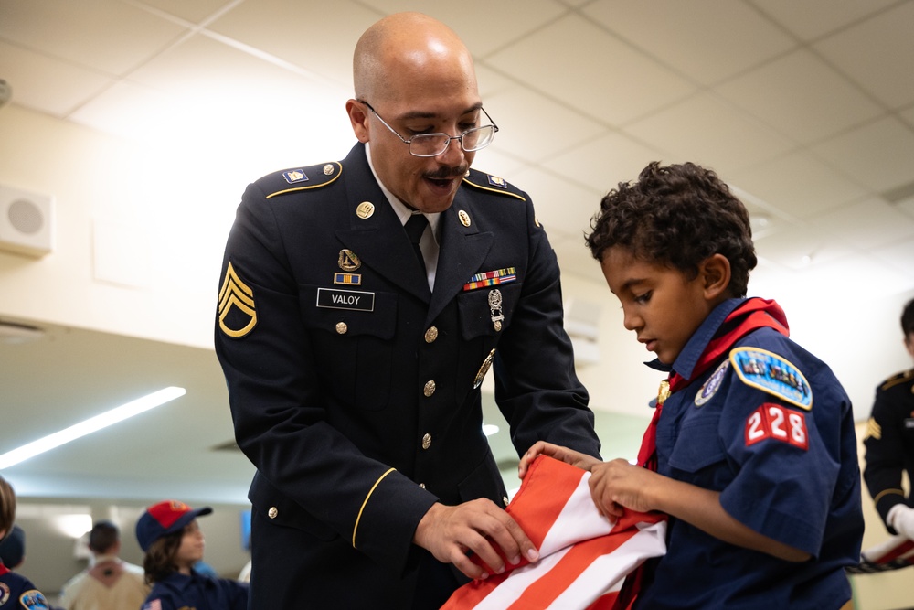 New Jersey National Guard Recruiters Teach Cub Scouts How to Fold The American Flag