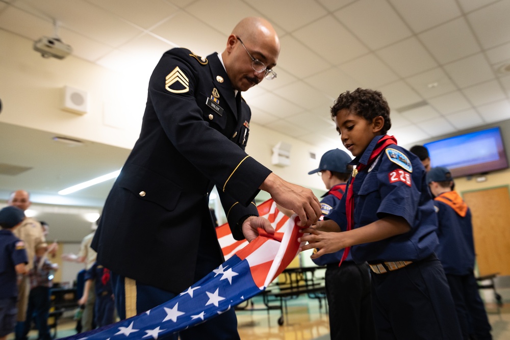 New Jersey National Guard Recruiters Teach Cub Scouts How to Fold The American Flag