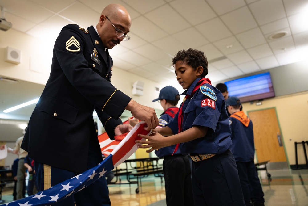 New Jersey National Guard Recruiters Teach Cub Scouts How to Fold The American Flag