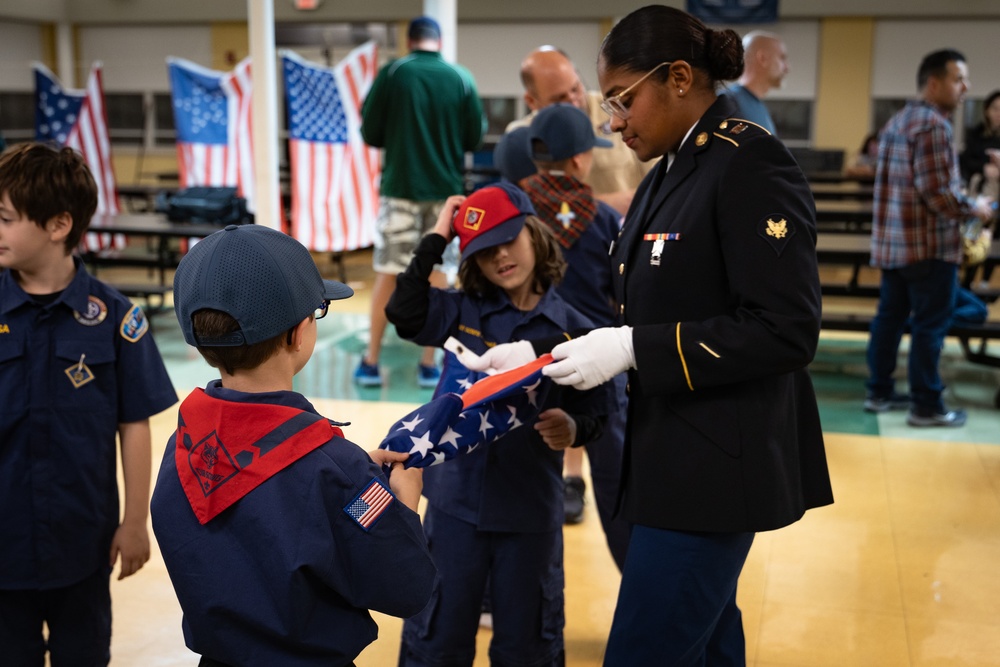 New Jersey National Guard Recruiters Teach Cub Scouts How to Fold The American Flag