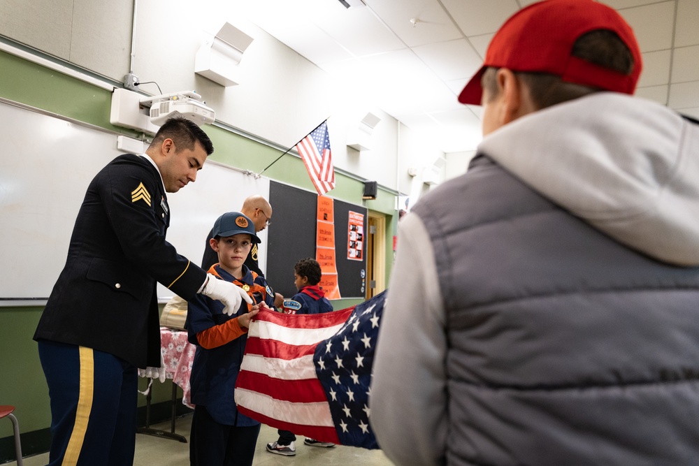 New Jersey National Guard Recruiters Teach Cub Scouts How to Fold The American Flag