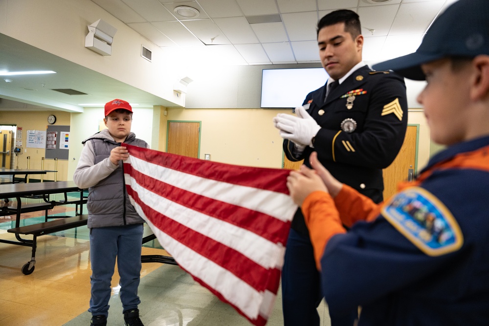 New Jersey National Guard Recruiters Teach Cub Scouts How to Fold The American Flag