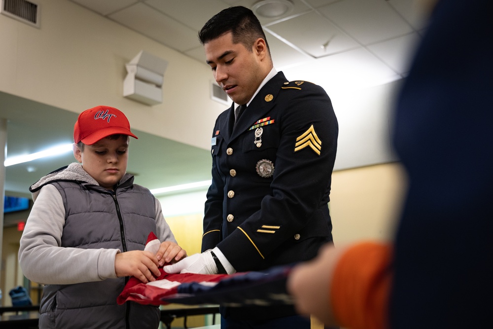 New Jersey National Guard Recruiters Teach Cub Scouts How to Fold The American Flag