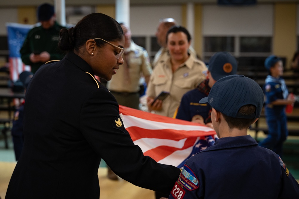 New Jersey National Guard Recruiters Teach Cub Scouts How to Fold The American Flag