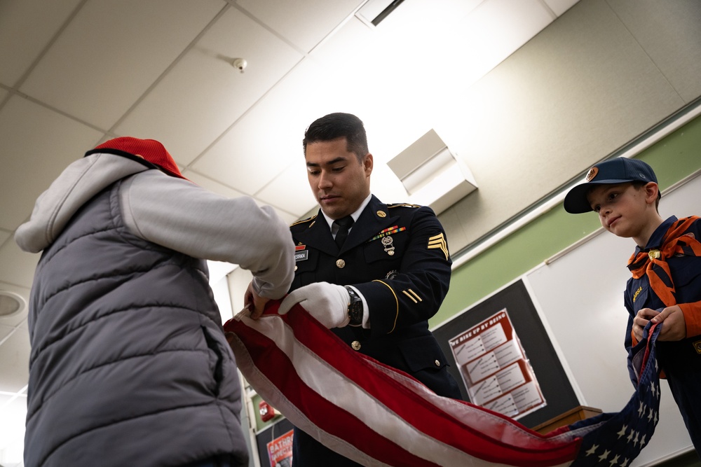 New Jersey National Guard Recruiters Teach Cub Scouts How to Fold The American Flag