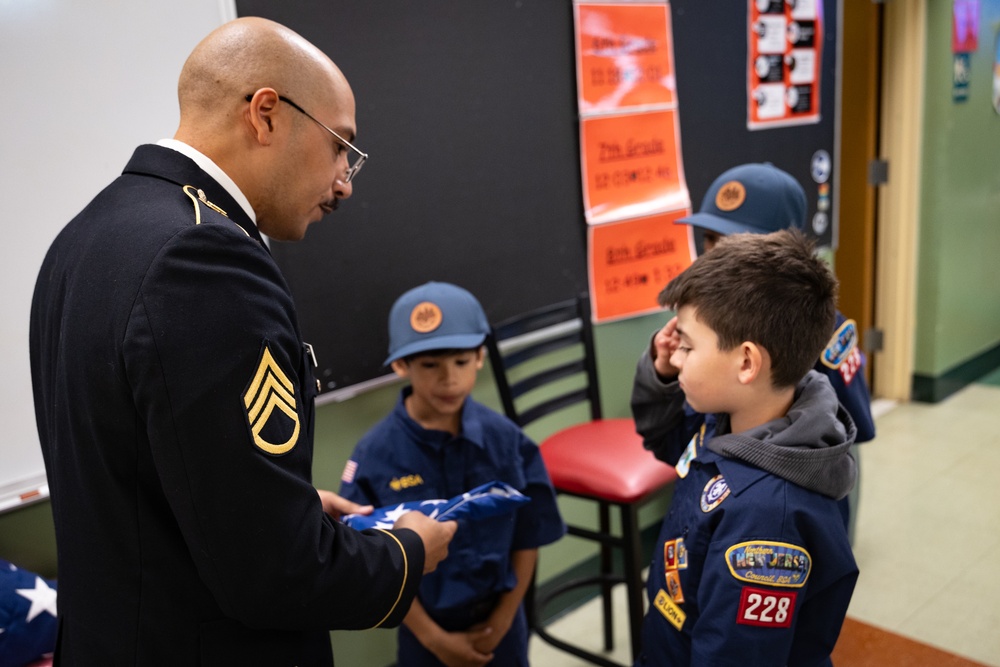 New Jersey National Guard Recruiters Teach Cub Scouts How to Fold The American Flag